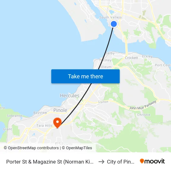 Porter St & Magazine St (Norman King) to City of Pinole map