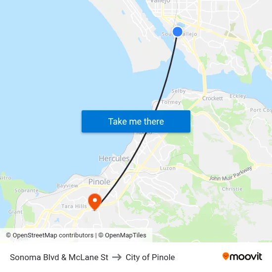 Sonoma Blvd & McLane St to City of Pinole map
