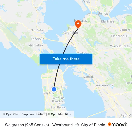 Walgreens (965 Geneva) - Westbound to City of Pinole map