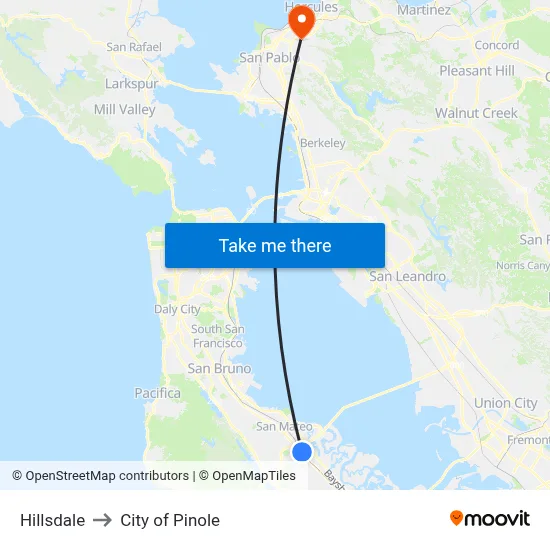 Hillsdale to City of Pinole map