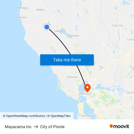 Mayacama Inc to City of Pinole map