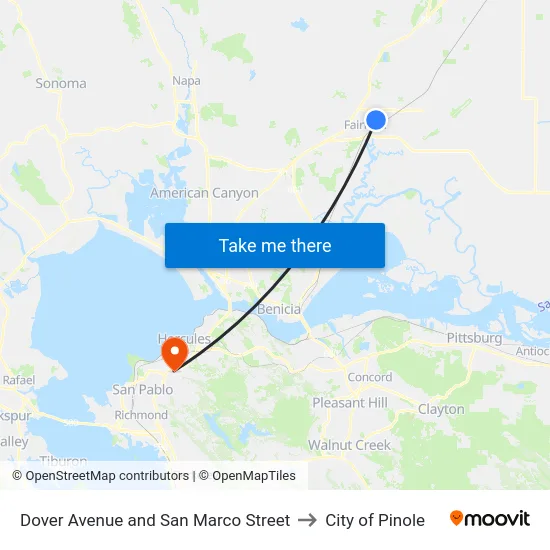 Dover Avenue and San Marco Street to City of Pinole map