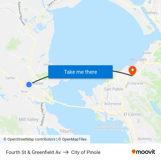 Fourth St & Greenfield Av to City of Pinole map