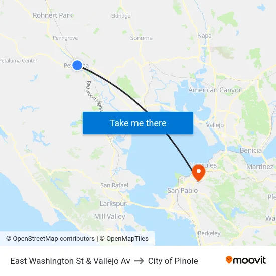 East Washington St & Vallejo Av to City of Pinole map