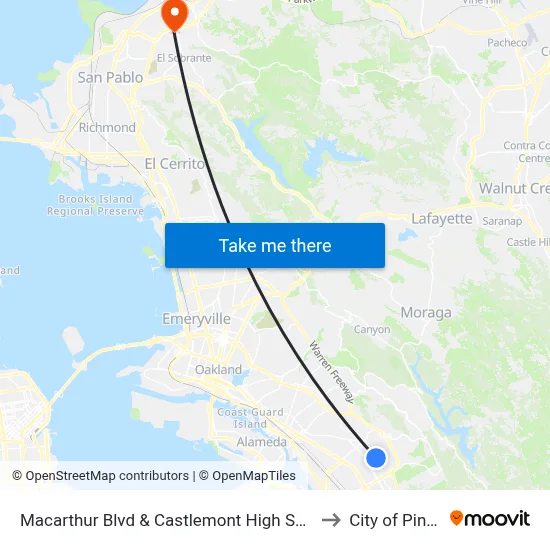 Macarthur Blvd & Castlemont High School to City of Pinole map