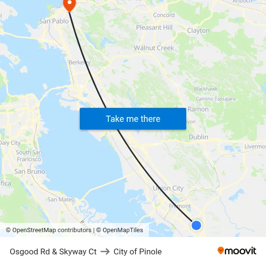Osgood Rd & Skyway Ct to City of Pinole map