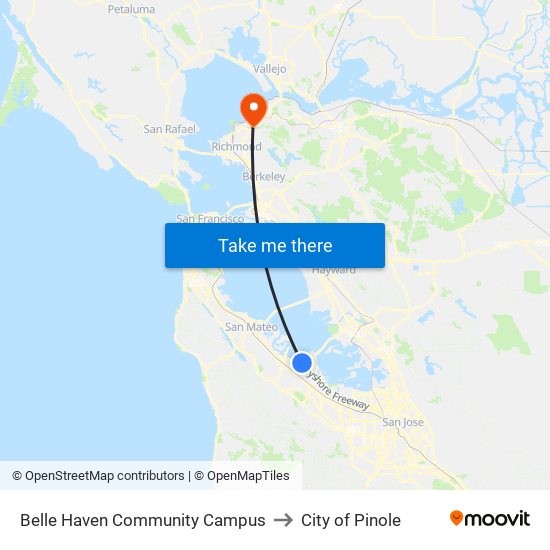 Belle Haven Community Campus to City of Pinole map