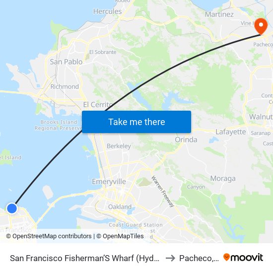 San Francisco Fisherman’S Wharf (Hyde/Beach) to Pacheco, CA map