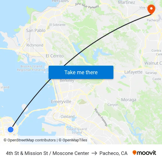 4th St & Mission St / Moscone Center to Pacheco, CA map