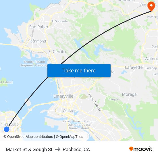 Market St & Gough St to Pacheco, CA map