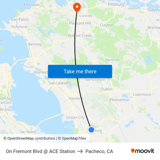 On Fremont Blvd @ ACE Station to Pacheco, CA map