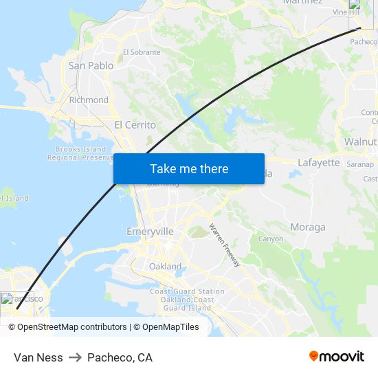 Van Ness to Pacheco, CA map