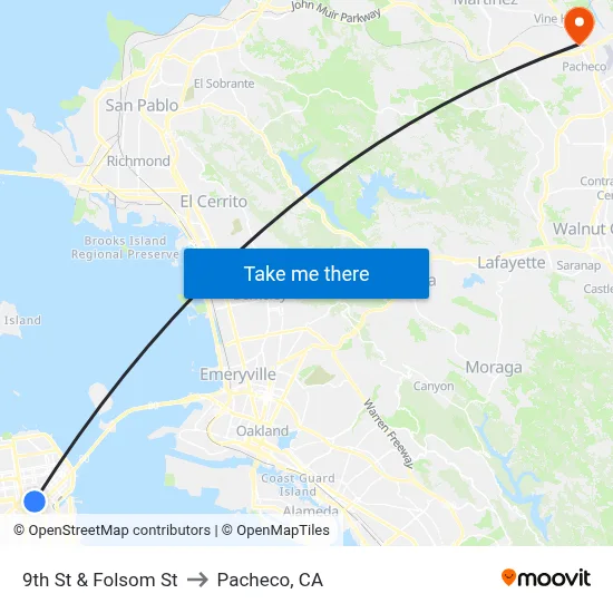 9th St & Folsom St to Pacheco, CA map