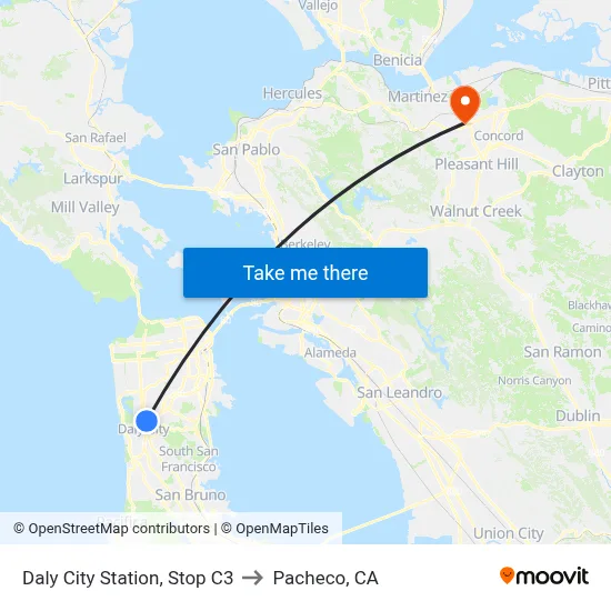 Daly City Station, Stop C3 to Pacheco, CA map