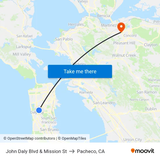 John Daly Blvd & Mission St to Pacheco, CA map