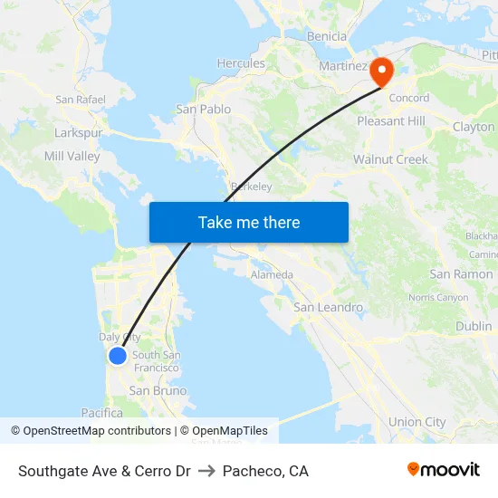 Southgate Ave & Cerro Dr to Pacheco, CA map