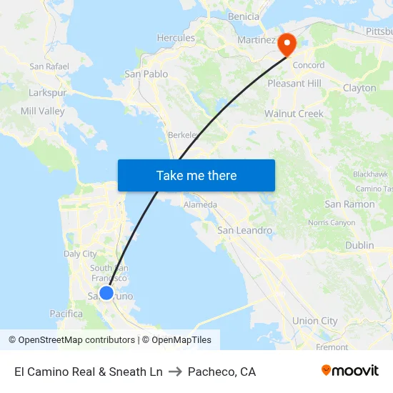 El Camino Real & Sneath Ln to Pacheco, CA map