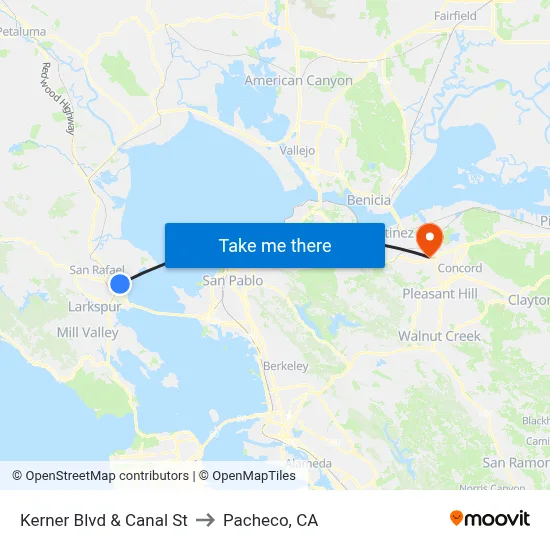 Kerner Blvd & Canal St to Pacheco, CA map