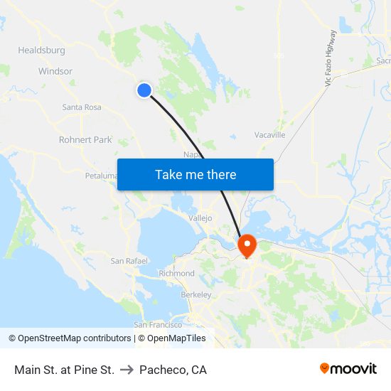 Main St. at Pine St. to Pacheco, CA map