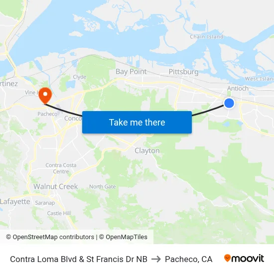 Contra Loma Blvd & St Francis Dr NB to Pacheco, CA map