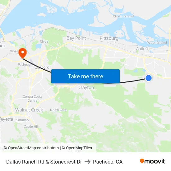Dallas Ranch Rd & Stonecrest Dr to Pacheco, CA map