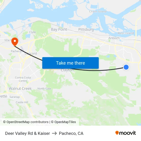 Deer Valley Rd & Kaiser to Pacheco, CA map