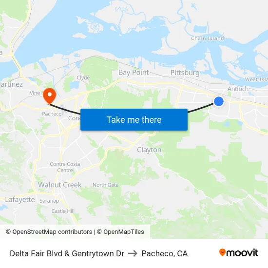 Delta Fair Blvd & Gentrytown Dr to Pacheco, CA map