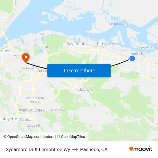 Sycamore Dr & Lemontree Wy to Pacheco, CA map