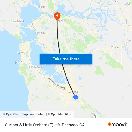 Curtner & Little Orchard (E) to Pacheco, CA map