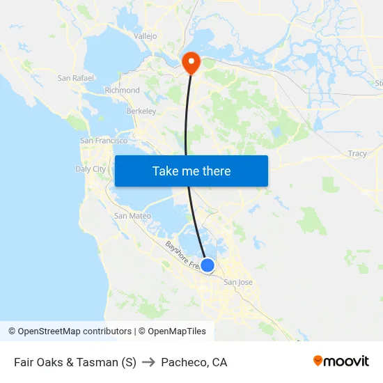 Fair Oaks & Tasman (S) to Pacheco, CA map