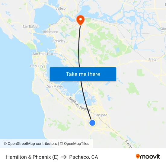 Hamilton & Phoenix (E) to Pacheco, CA map