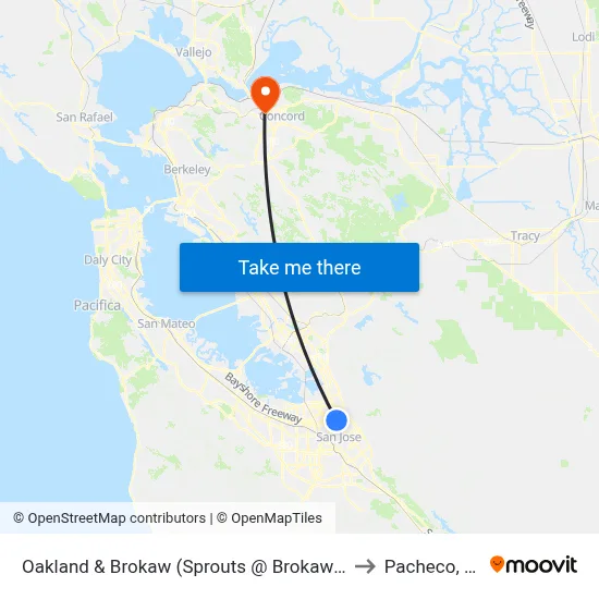 Oakland & Brokaw (Sprouts @ Brokaw) (S) to Pacheco, CA map