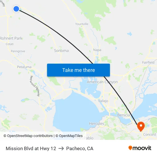 Mission Blvd at Hwy 12 to Pacheco, CA map