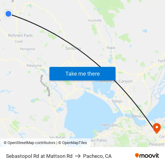Sebastopol Rd at Mattson Rd to Pacheco, CA map