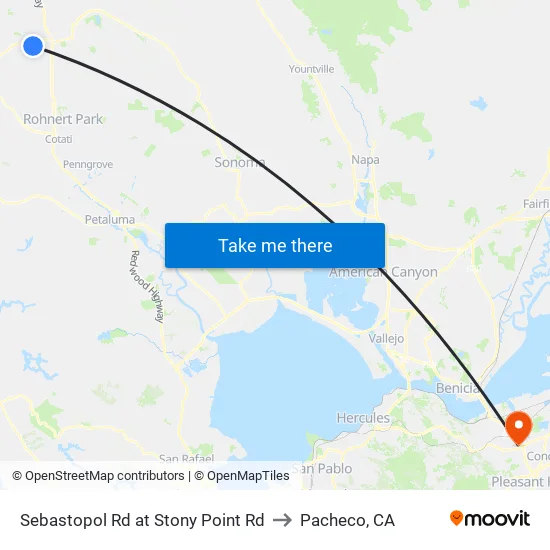 Sebastopol Rd at Stony Point Rd to Pacheco, CA map