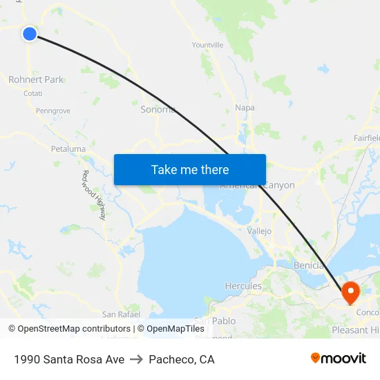 1990 Santa Rosa Ave to Pacheco, CA map
