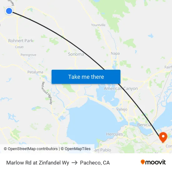 Marlow Rd at Zinfandel Wy to Pacheco, CA map