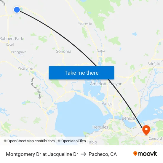 Montgomery Dr at Jacqueline Dr to Pacheco, CA map