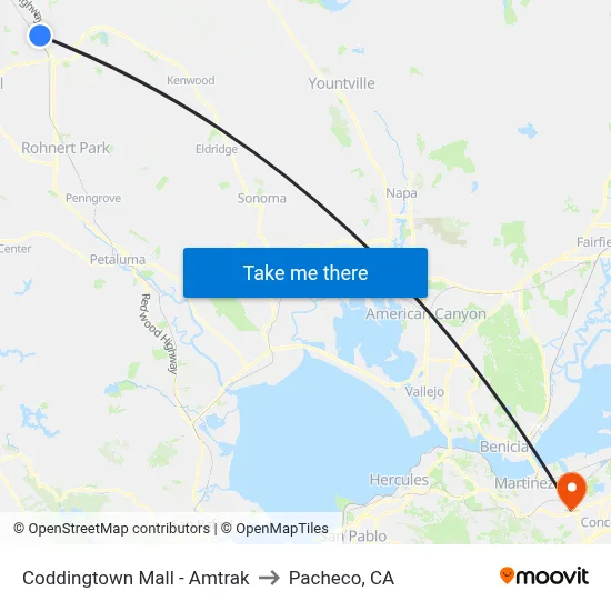 Coddingtown Mall - Amtrak to Pacheco, CA map