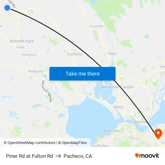 Piner Rd at Fulton Rd to Pacheco, CA map
