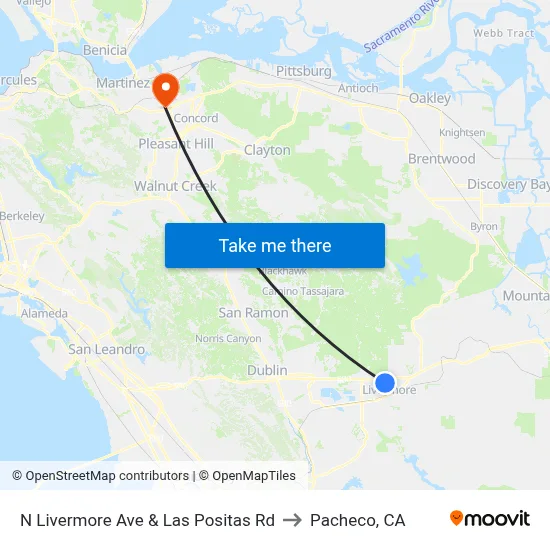 N Livermore Ave & Las Positas Rd to Pacheco, CA map
