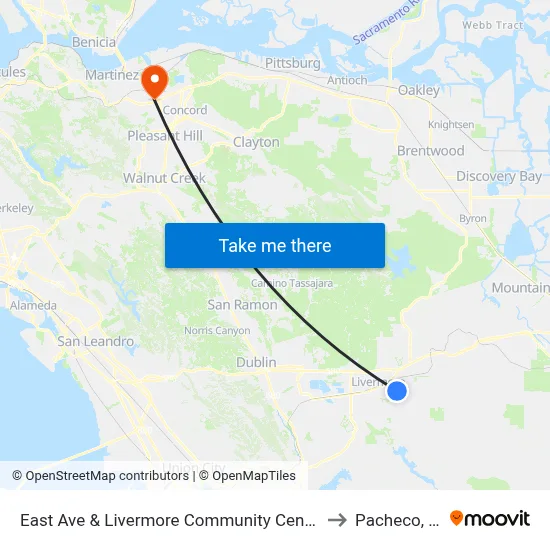 East Ave & Livermore Community Center EB to Pacheco, CA map