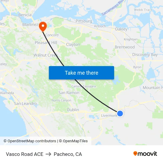 Vasco Road ACE to Pacheco, CA map