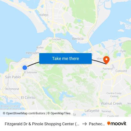 Fitzgerald Dr & Pinole Shopping Center (Target/Applebees) to Pacheco, CA map