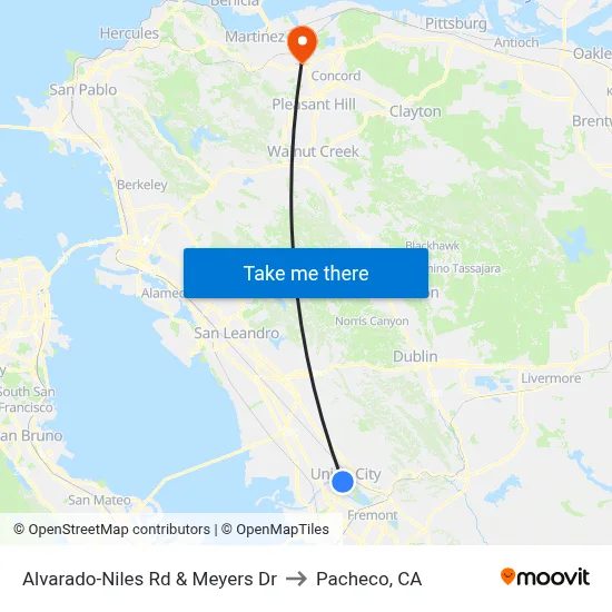 Alvarado-Niles Rd & Meyers Dr to Pacheco, CA map