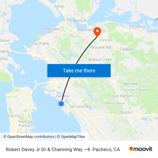 Robert Davey Jr Dr & Channing Way to Pacheco, CA map