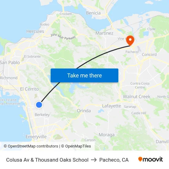 Colusa Av & Thousand Oaks School to Pacheco, CA map