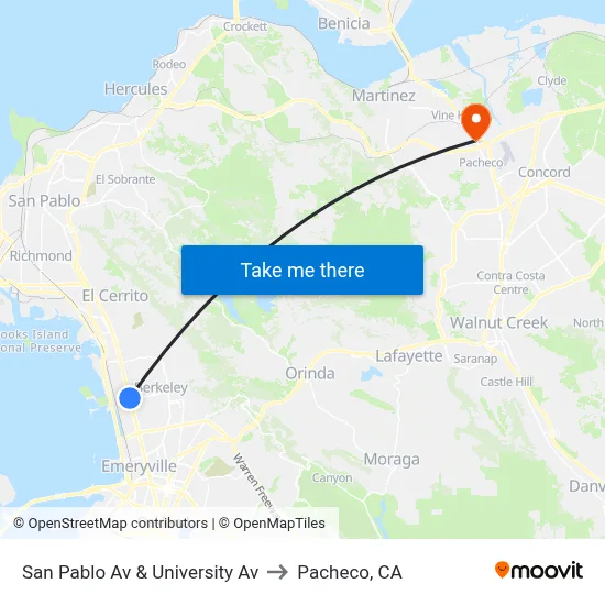 San Pablo Av & University Av to Pacheco, CA map