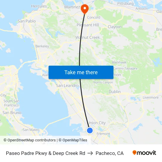 Paseo Padre Pkwy & Deep Creek Rd to Pacheco, CA map