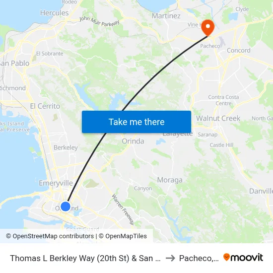 Thomas L Berkley Way (20th St) & San Pablo Av to Pacheco, CA map